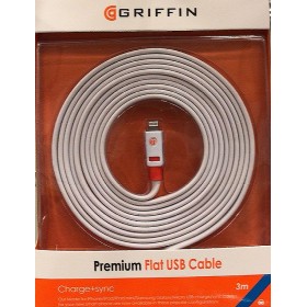 Câble de Charge USB Lightning+Synchronisation 3M Griffin Blanc