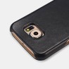 Samsung Galaxy S6 Etui Luxury Noir Etui i-carer en cuir véritable p...