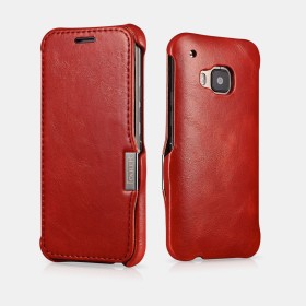 Etui HTC M9 en cuir véritable Vintage Rouge Etui i-carer en cuir vé...