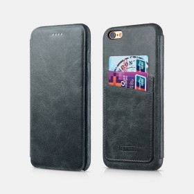 Etui iPhone 6/6s Knight card slot real leather JAZZ Bleu