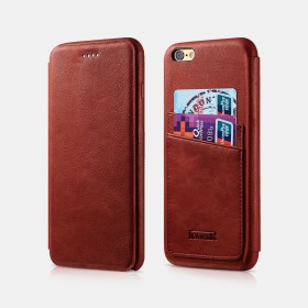 Etui iPhone 6/6s Knight card slot real leather JAZZ Rouge
