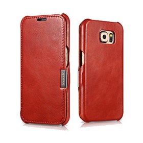 Samsung Galaxy S6 Etui en cuir Vintage Rouge Etui i-carer en cuir v...