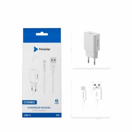 FAIRPLAY Combo Chargeur (5W) + Câble USB-C (1m)