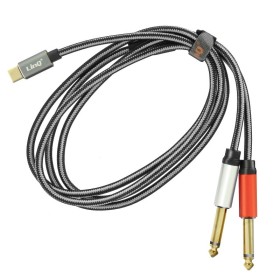 LinQ Câble Audio Type-C Mâle / 2 Jack 6.35mm Mâles Nylon Tressé 1.5m