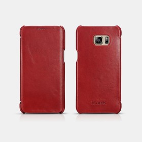 ICARER Etui En Cuir Pour Samsung Galaxy S6 Edge Plus Vintage Rouge