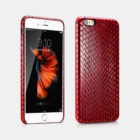 Etui en cuir véritable Snake Leather Rouge iPhone 6 Plus/6s Plus
