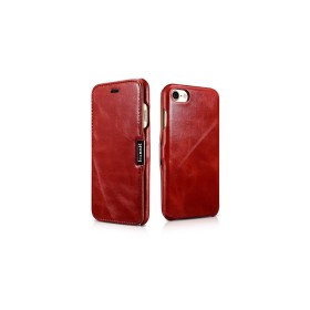 Etui en cuir véritable Vintage Side Open Rouge iPhone 7/8/SE 2020 E...