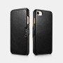 Etui Pour iPhone 7/8/SE 2020 en cuir véritable Luxury Side Open Noir