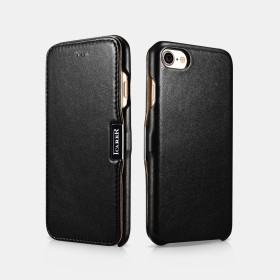 Etui Pour iPhone 7/8/SE 2020 en cuir véritable Luxury Side Open Noi...