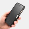Etui Pour iPhone 7/8/SE 2020 en cuir véritable Luxury Side Open Noir