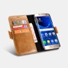Etui 2 en 1en cuir de luxe Silmarillion Marron Samsung Galaxy S7 Ed...