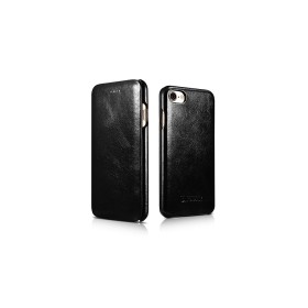 iPhone 7 Plus/8 Plus Etui en cuir véritable Vintage Curved Edge Noir
