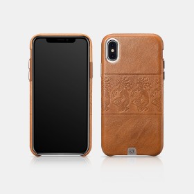 iPhone X/XS Coque arrière en cuir véritable Totem Man