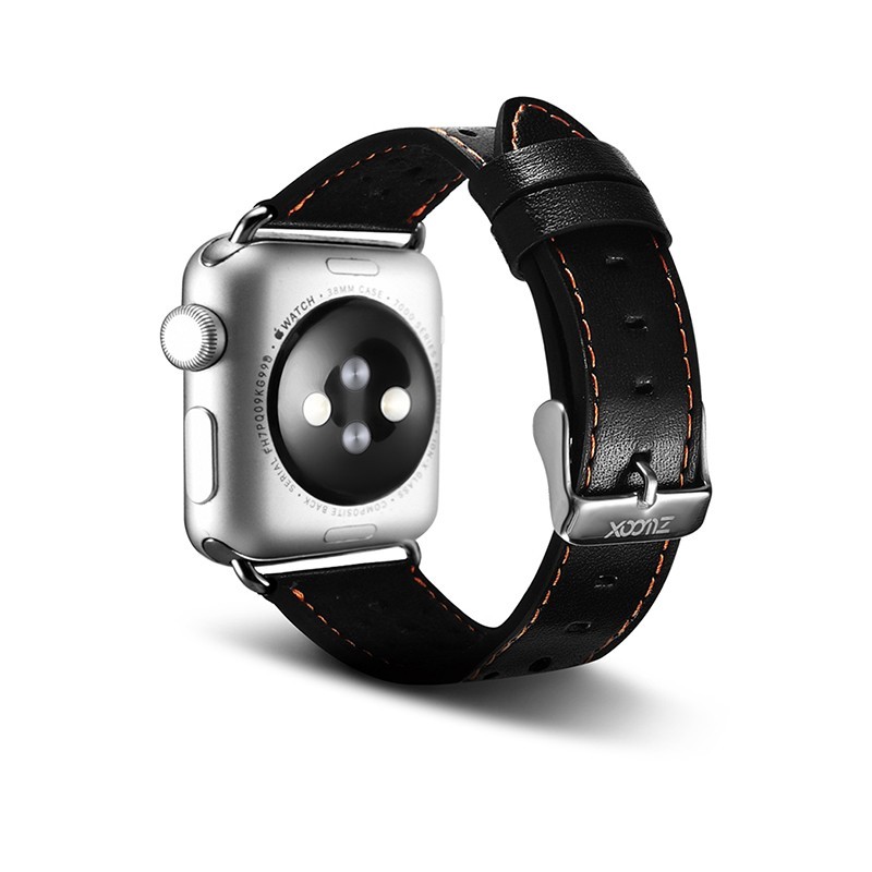 Apple Watch 38 mm Bracelet en cuir de luxe Noir Bracelet en cuir de...