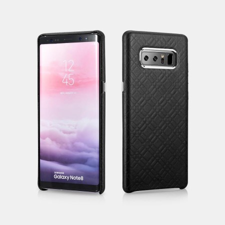 Samsung Note 8 Coque arrière en cuir véritable motif carré Noir Coq...