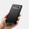 Samsung Note 8 Coque arrière en cuir véritable motif carré Noir