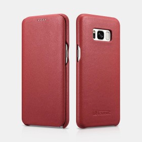 Samsung S8 Plus Etui en cuir véritable Luxury Curved Rouge Etui inn...