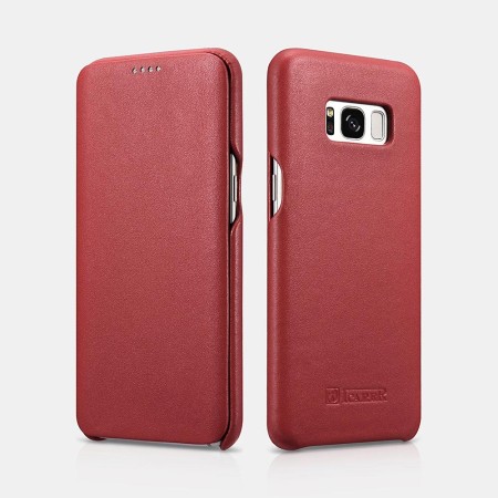 Samsung S8 Plus Etui en cuir véritable Luxury Curved Rouge