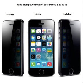 iPhone SE/5S/5C/5 Verre trempé Anti-Espion pour écran Verre trempé ...