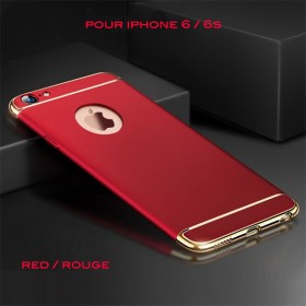 iPhone 6 6s coque Ultra fine 3 en 1 en PC dur Rouge