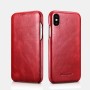 iPhone XS Max Etui Curved Edge en Cuir Véritable Série Vintage Rouge