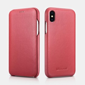iPhone XS Max Etui Curved Edge Série Luxury en Cuir Véritable Rouge